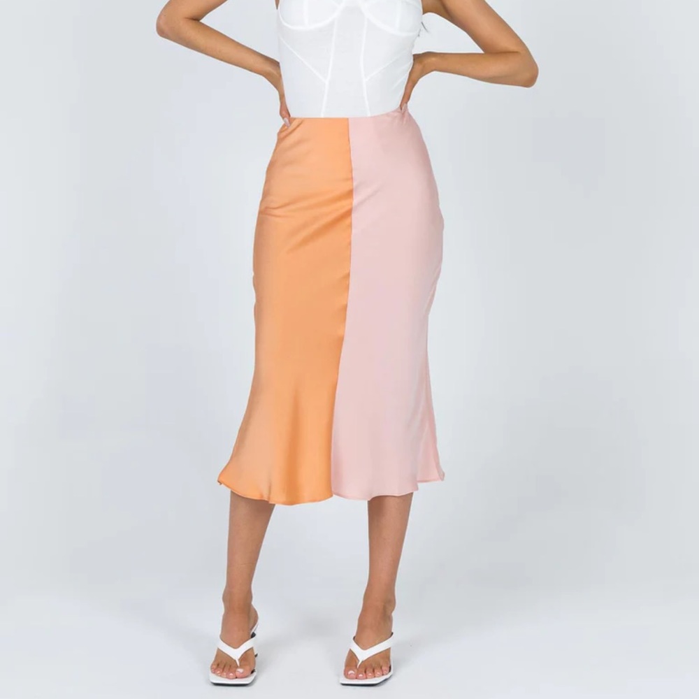Princess Polly Midi Skirt pink and orange